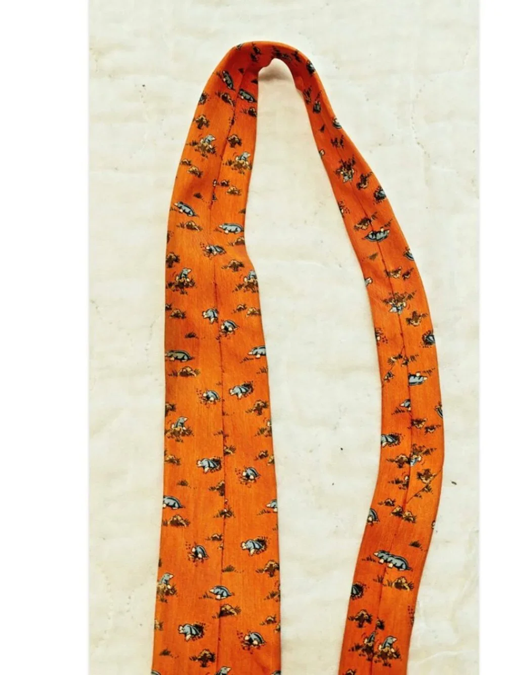 Hermes Whimsical Moles Animals Men's Tie Orange Silk 7794 FA 3.5